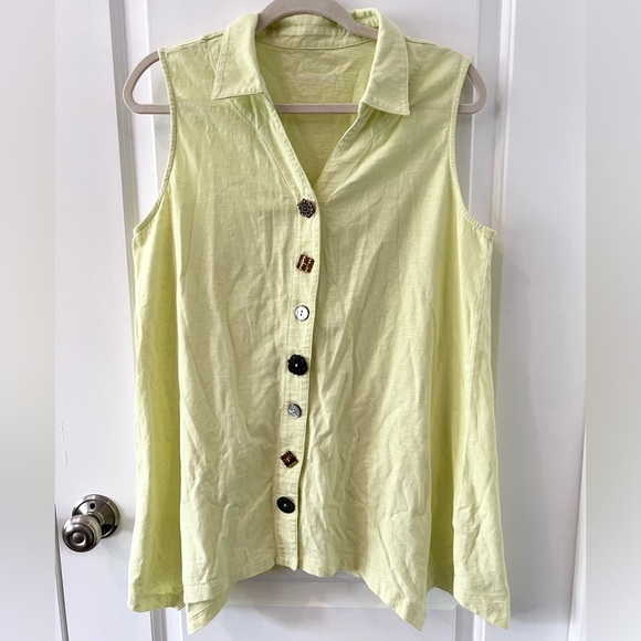 Soft Surroundings Danielle Button Sleeveless Tunic | Fresh Lemonade | Size Large - Picture 5 of 10